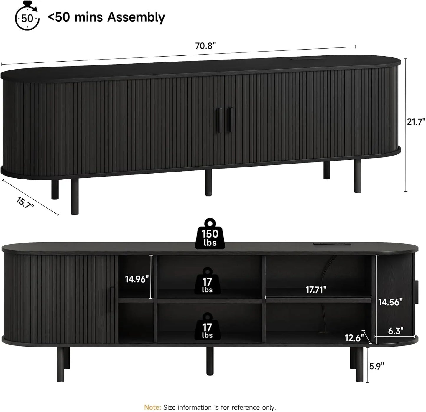 TV Stand With Power Outlet Entertainment Center And Sliding Doors