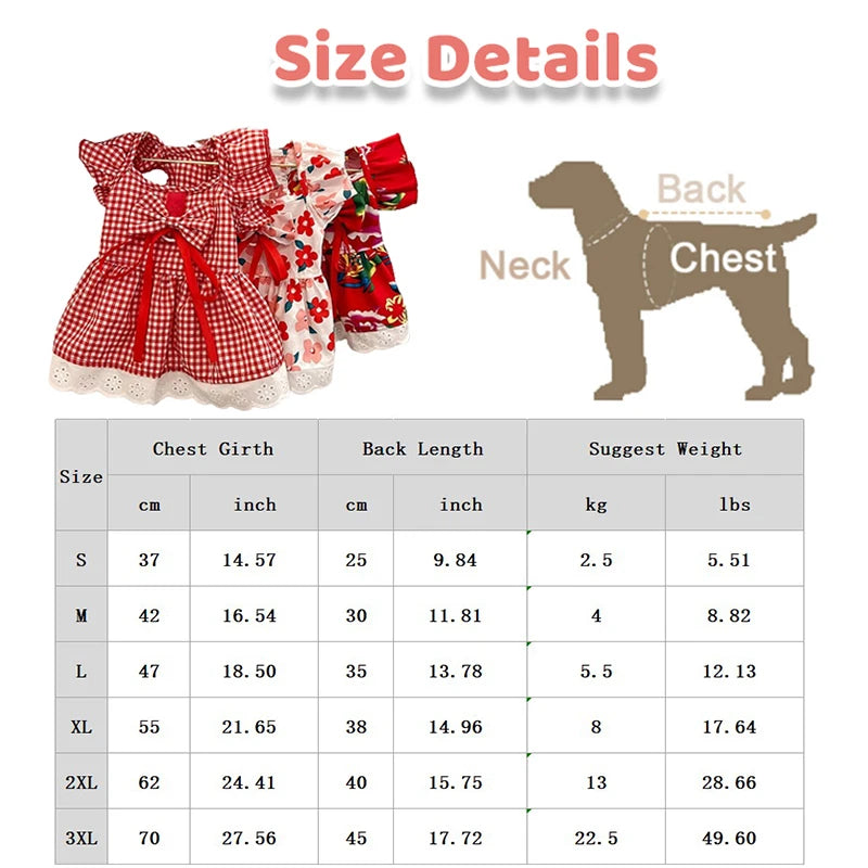 Doggyzstyle Summer Pet Dress Floral Plaid Pattern Princess Costume