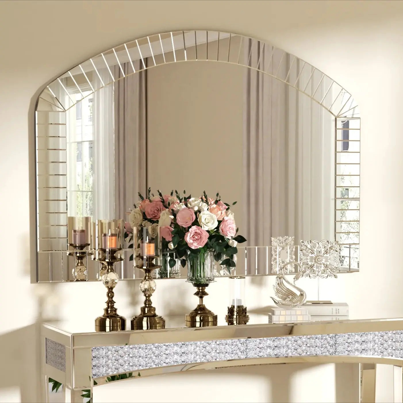 Arched Wall Mirror Beveled Edge Venetian Accent Home Decor