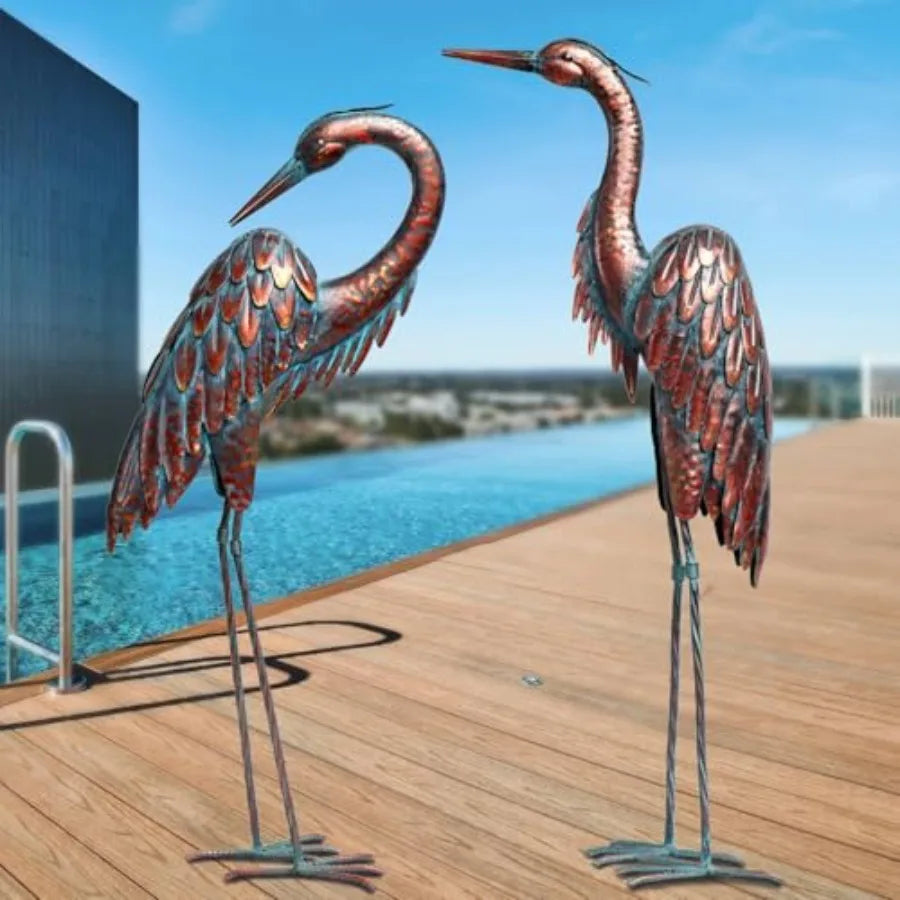 SHXI Metal Crane Statues For Garden Decor