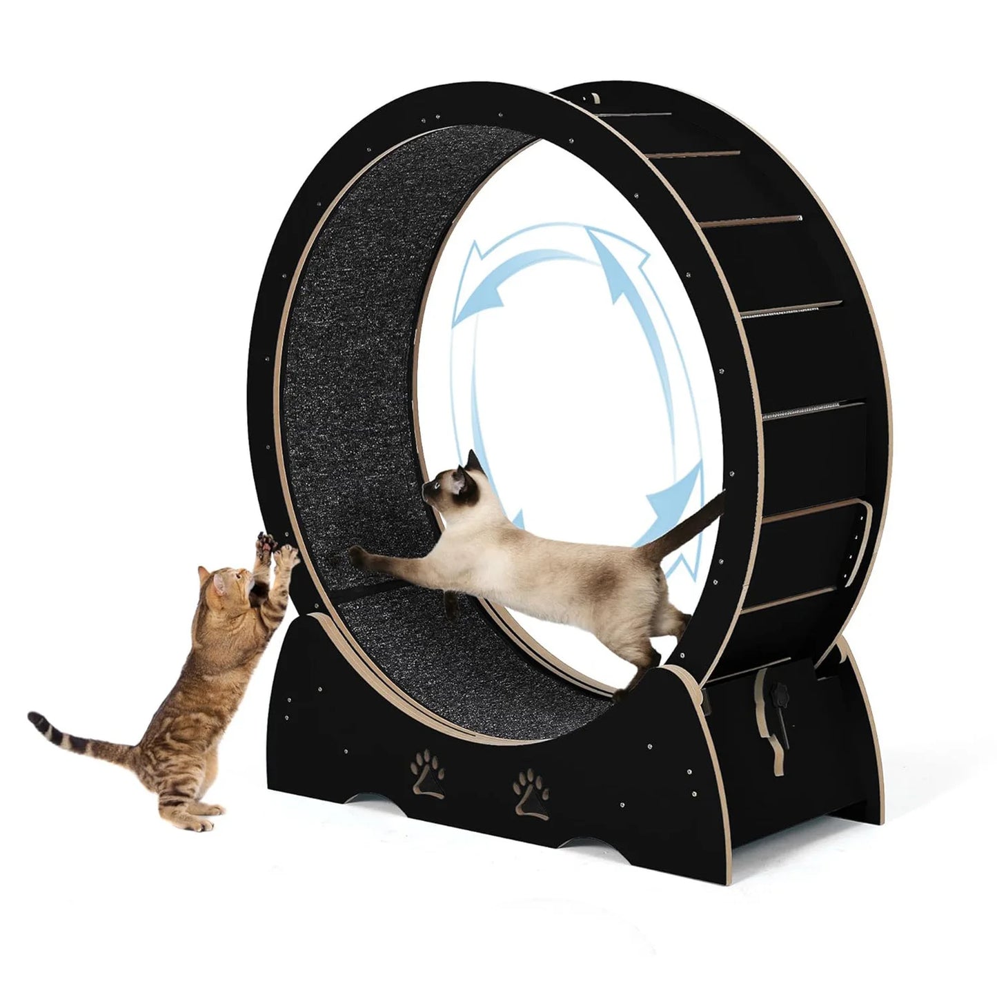 HiMISS Wooden Cat Exercise Wheel With Low Noise Carpeted Runway