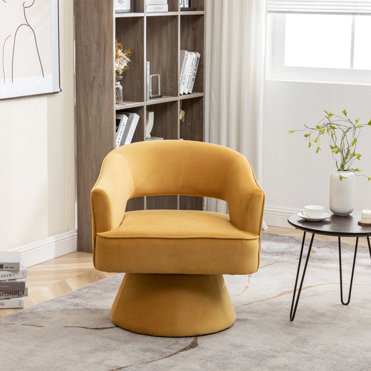 Modern Velvet Swivel Arm Chair For Living Room And Bedroom