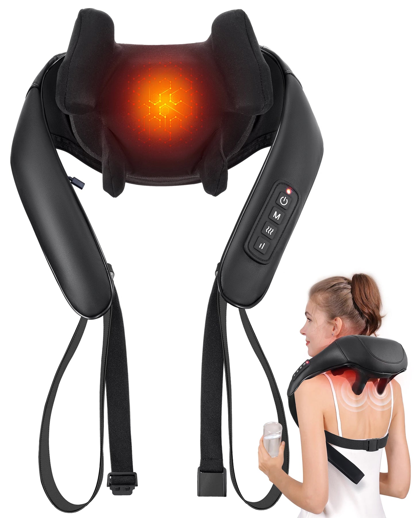 MASGREE Shiatsu Back Neck Massager With Heat Cordless Kneading