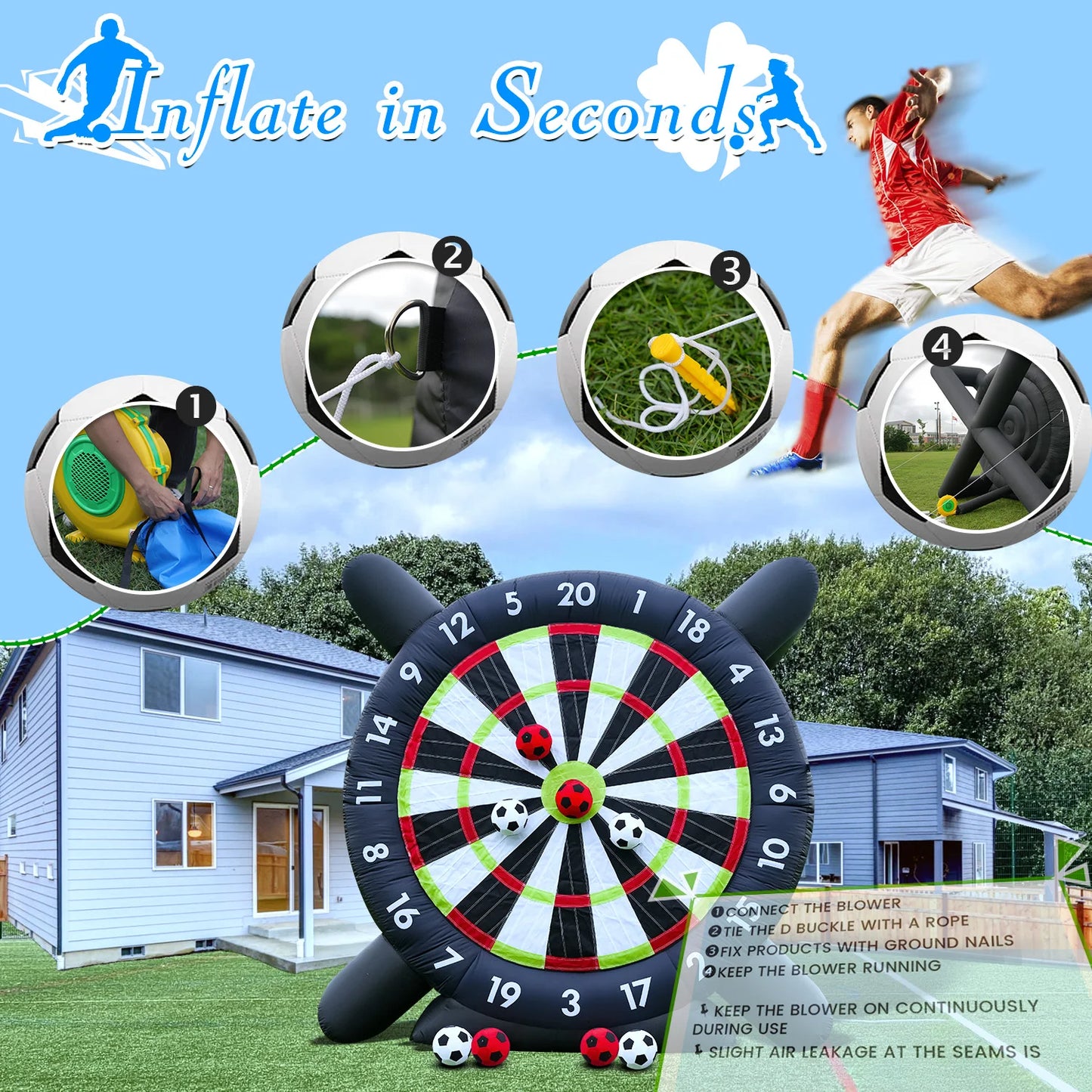 King Inflatable Giant Soccer Ball Darts Board With Blower