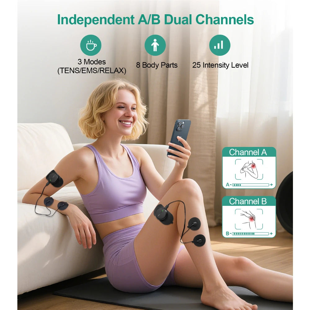 3 In 1 TENS EMS Unit Wireless Dual Channel Stimulator