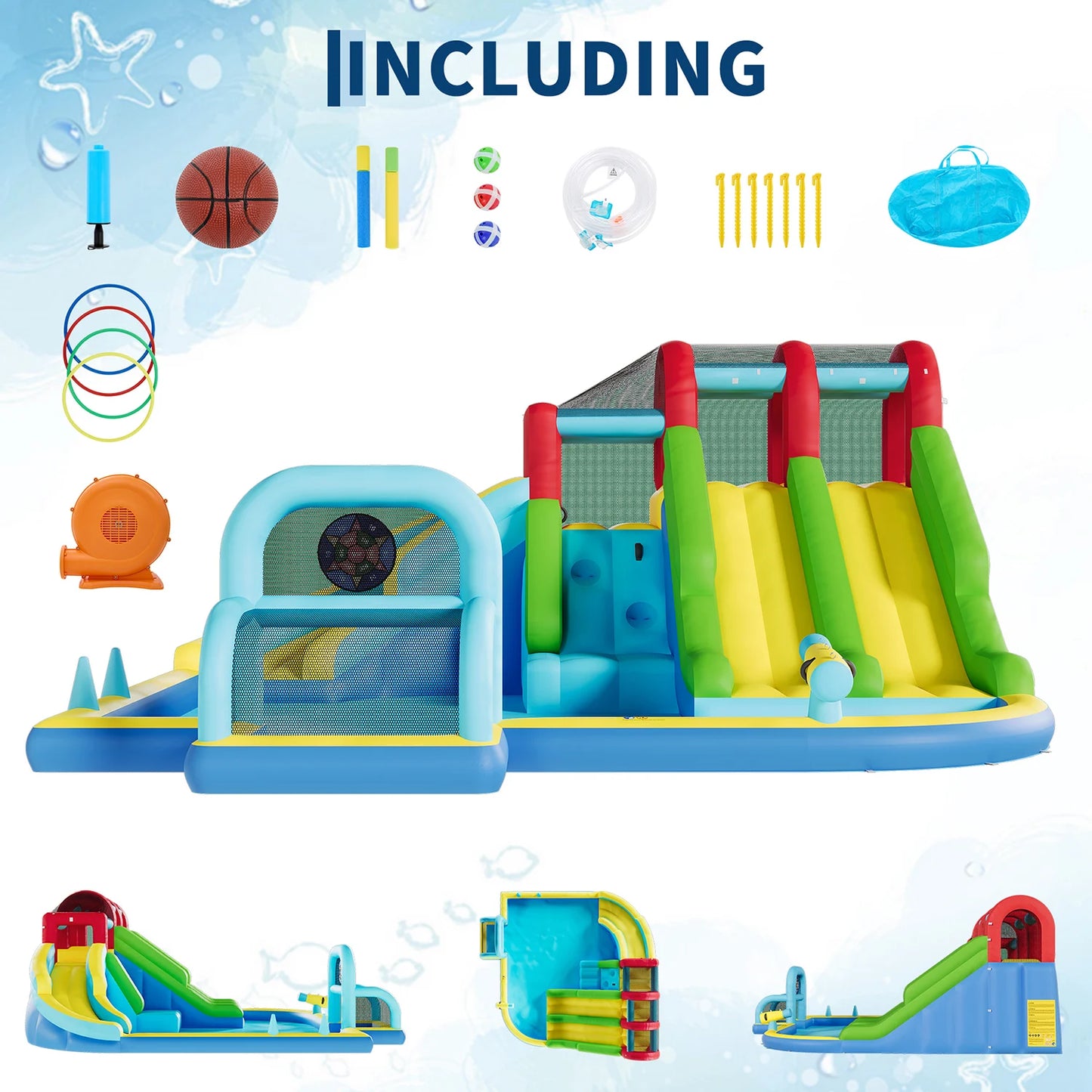 TWISTER.CK Inflatable Bounce House With Water Slides For Outdoor Fun