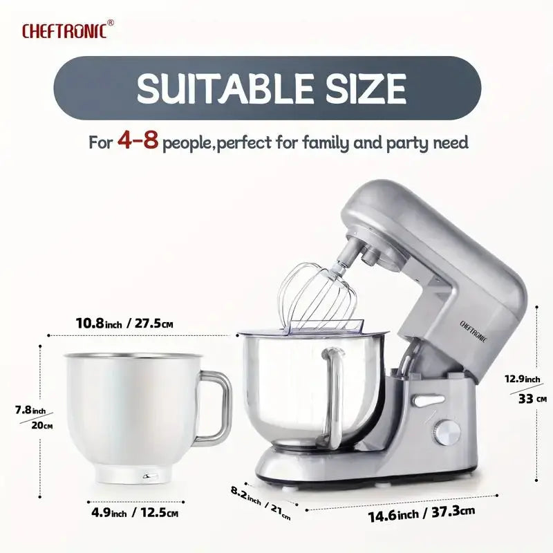 Cheftronic 6-Speed Stand Mixer With Dough Hook and Wire Whip