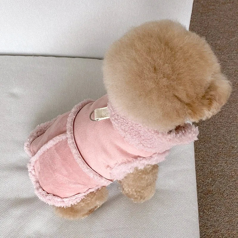 Winter Fleece Dog Vest Traction Warm Coat For Pets