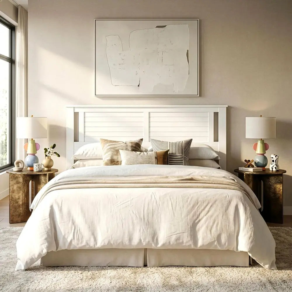 Serene Solid Wood Headboard With Horizontal Scoring