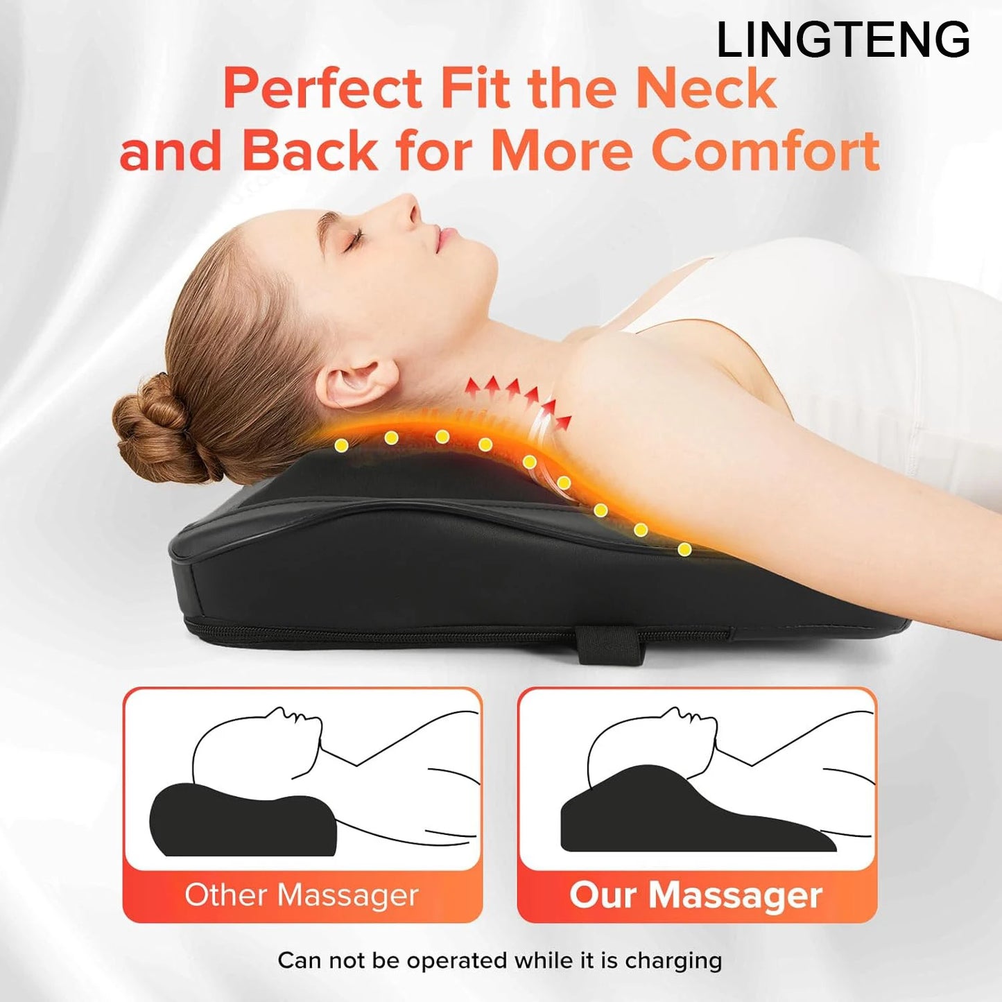 LINGTENG Wireless Back Neck Shoulder Massager USB Rechargeable
