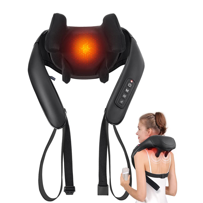 MASGREE Shiatsu Back Neck Massager With Heat Cordless Kneading