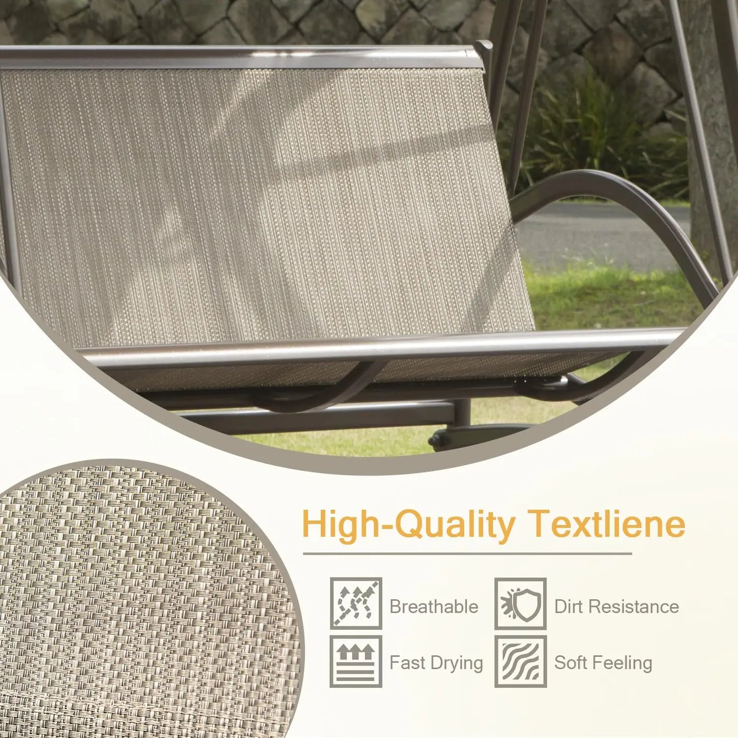 HUANZHUANG Domi 3 Seat Outdoor Patio Swing With Adjustable Canopy