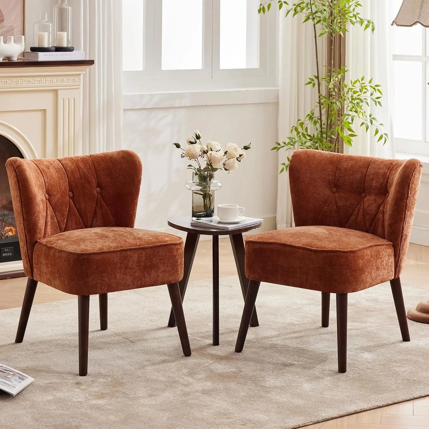 HiMISS Modern Accent Chair Upholstered Lounge Armchair With Wood Legs