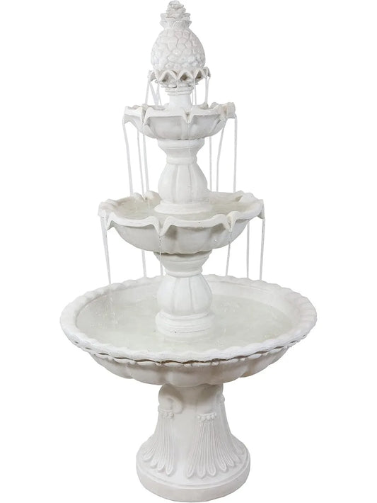 Welcome 3 Tier Water Fountain With Pineapple Topper For Garden