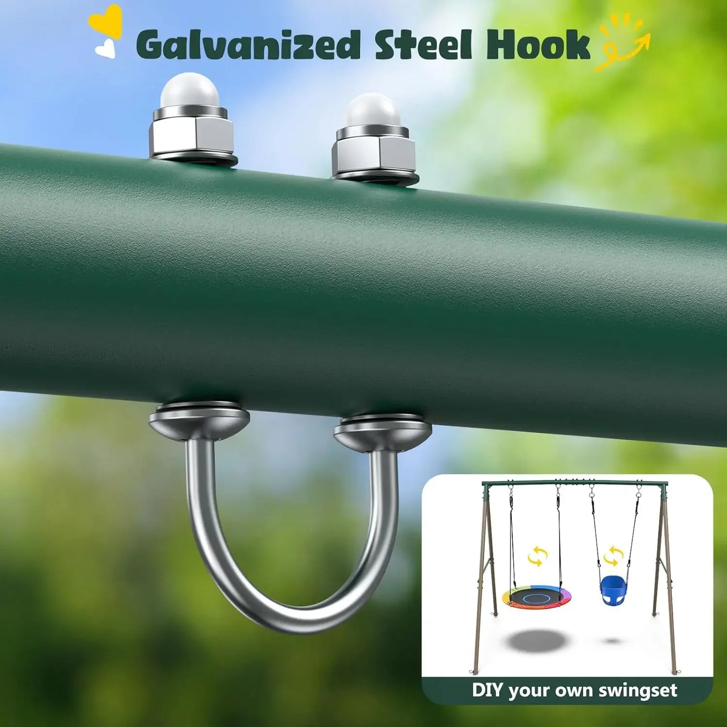 Outdoor Swing Set With Belt Swing For Toddlers And Kids