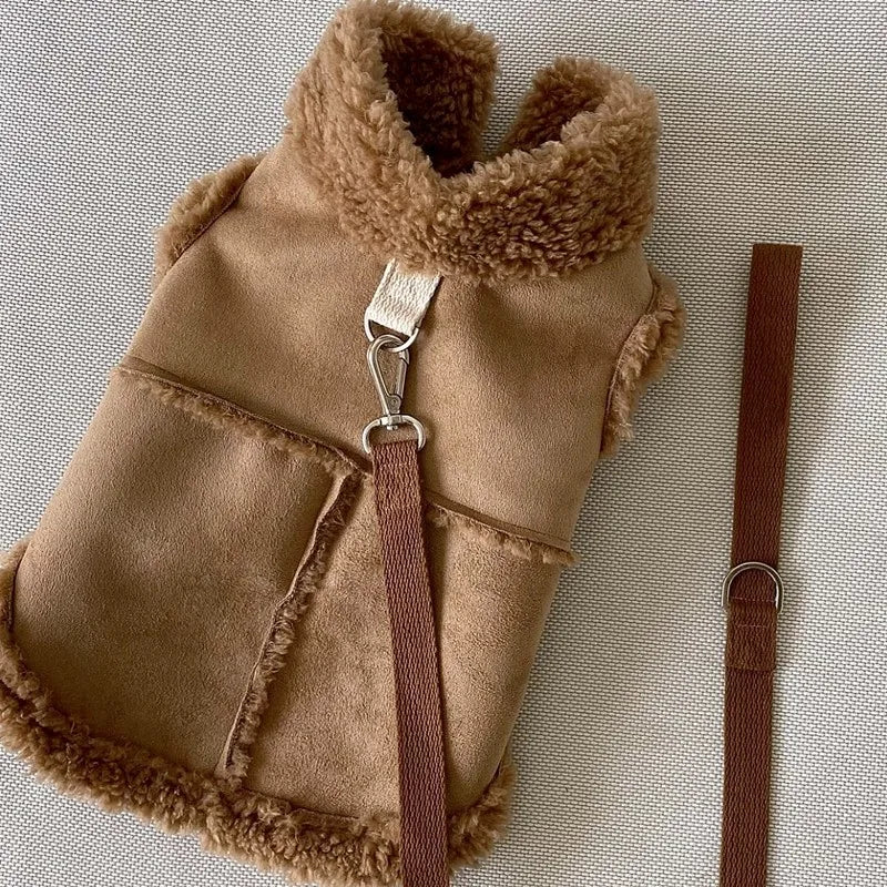 Winter Fleece Dog Vest Traction Warm Coat For Pets