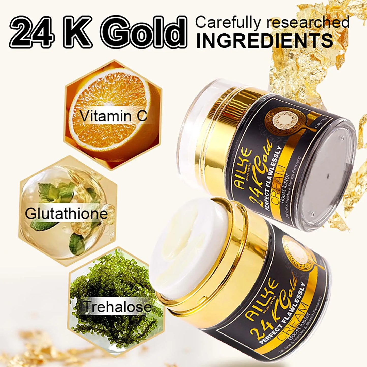AILKE 24K Gold Perfect Flawlessly Face Cream Whitening Serum
