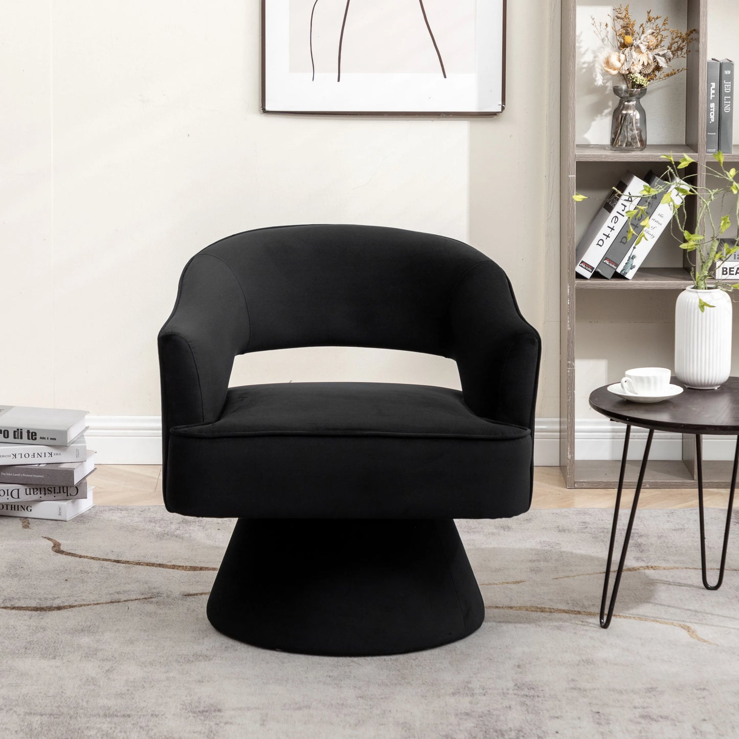 Modern Velvet Swivel Arm Chair For Living Room And Bedroom